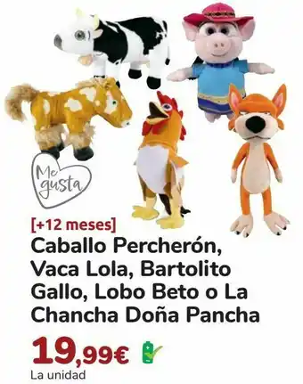 Carrefour Caballo percherón, vaca lola, bartolito gallo, lobo beto o la chancha doña pancha oferta