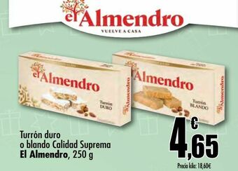 Unide Supermercados Turrón duro o blando calidad suprema el almendro, 250 g oferta