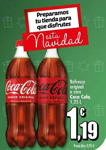 Unide Supermercados Refresco original o zero coca cola, 1,25 l oferta