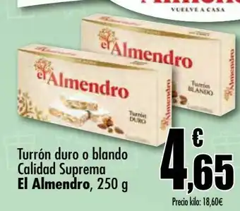 Unide Supermercados Turrón duro o blando calidad suprema el almendro, 250 g oferta