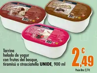 Unide Supermercados Tarrina helado de yogur con frutas del bosque, tiramisú o stracciatella unide, 900 ml oferta