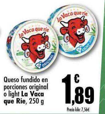 Unide Supermercados Queso fundido en porciones original o light la vaca que ríe, 250 g oferta