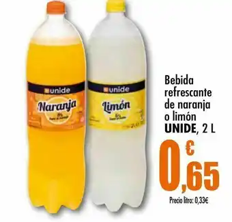 Unide Supermercados Bebida refrescante de naranja o limón unide, 2 l oferta