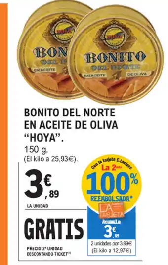 E.Leclerc Hoya Bonito Del Norte En Aceite De Oliva 150g oferta