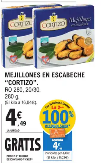 E.Leclerc Cortizo Mejillones En Escabeche 280g oferta