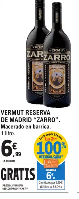 E.Leclerc Zarro Vermut Reserva De Madrid Macerado en barrica 1 litro oferta