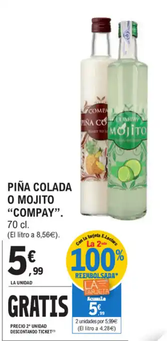 E.Leclerc Compay Piña Colada o mojito 70cl oferta