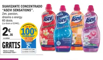 E.Leclerc Asevi Sensations Suavizante Concentrado Zen, passion, dreams o energy 60 dosis oferta