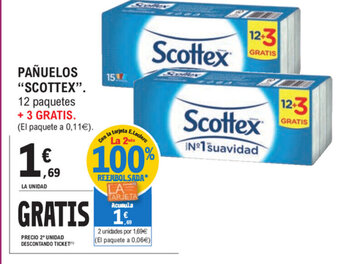 E.Leclerc Scottex Pañuelos 12 paquetes + 3 Gratis oferta