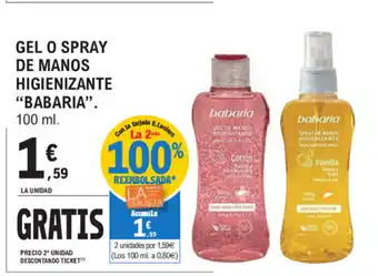 E.Leclerc Babaria Gel o Spray De Manos Higienizante 100ml oferta