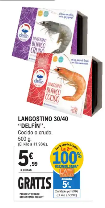 E.Leclerc Delfín Langostino 30/40 Cocido o crudo 500g oferta