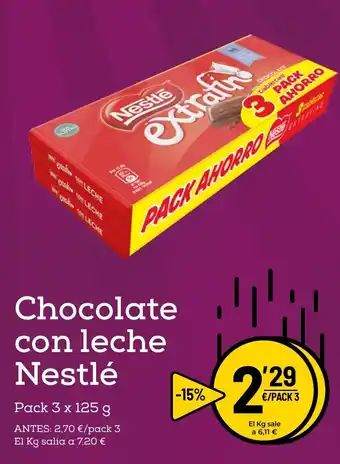 AhorraMas Nestlè Chocolate con leche Pack 3 x 125 g oferta