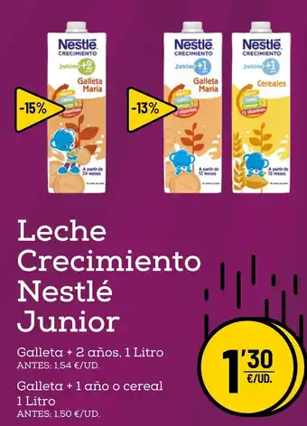 AhorraMas Nestlè Junior Leche Crecimiento Galleta + 2 años. 1 Litro oferta