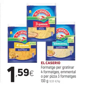 Coviran El Caserio Formatge per gratinar 4 formatges, emmental o per pizza 3 formatges 130 g oferta