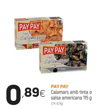 Coviran Pay Pay Calamars amb tinta o salsa americana 115g oferta