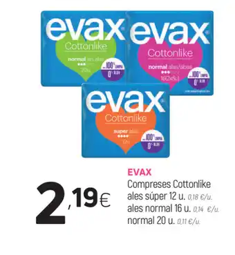 Coviran Evax Compreses Cottonlike ales súper 12u oferta