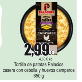 FROIZ Tortilla de patatas Palacios casera con cebolla y huevos camperos 650 g oferta