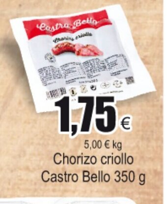 FROIZ Chorizo criollo Castro Bello 350g oferta