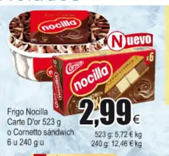 FROIZ Nocilla Frigo Carte D'or 523g o Cornetto sándwich 6 u 240 g u oferta