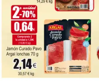 FROIZ Argal Jamón Curado Pavo lonchas 70g oferta