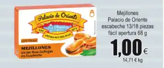 FROIZ Palacio de Oriente Mejillones escabeche 13/18 piezas fácil apertura 68g oferta