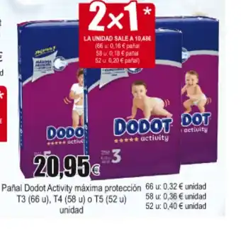 FROIZ Dodot Pañal Activity máxima protección T3 (66u), T4 (58u) o T5 (52u) unidad oferta