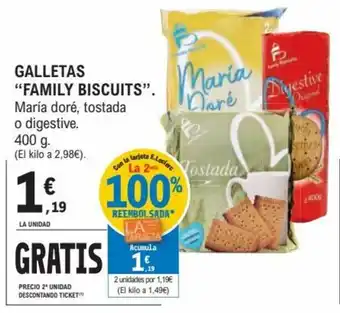 E.Leclerc Galletas Family Biscuits Maria doré tostada o digestive 400g oferta