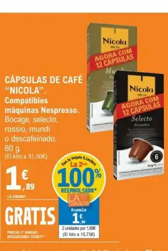 E.Leclerc Capsulas De Café Nicola oferta