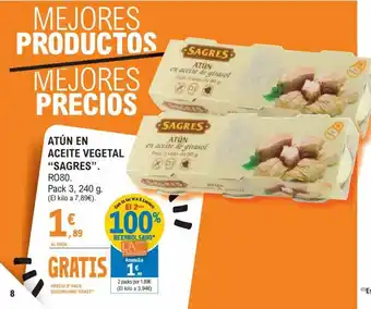 E.Leclerc Atún En Aceite Vegetal Sagres Pack 3 240g oferta