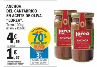 E.Leclerc Lorea Anchoa Del Cantábrico En Aceite De Oliva Tarro 100g oferta