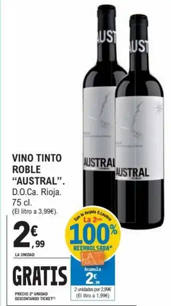 E.Leclerc Austral Vino Tinto Roble D.O.Ca. Rioja 75 cl oferta
