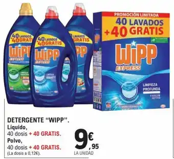 E.Leclerc Wipp Detergente Liquido 40 dosis + 40 Gratis Polvo 40 dosis + 40 Gratis oferta