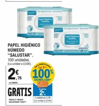E.Leclerc Salustar Papel Higiénico Húmedo 100 unidades oferta