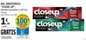E.Leclerc Gel Dentífrico "Close Up" 75 ml. oferta