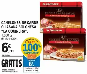 E.Leclerc Canelones de Carne o Lasaña Boloñesa "La Cocinera" 1.060 g oferta