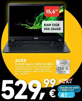 Worten ACER 15.6" Portátil Aspire 3 A315-56-58CJ oferta