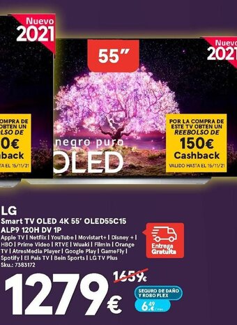 Worten LG Smart TV OLED 4K 55' OLED55C15 ALP9 120H DV 1P oferta