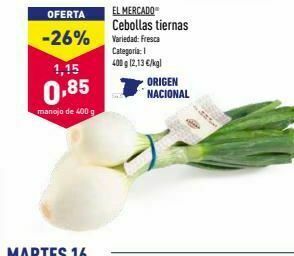 ALDI Cebolla tierna origen oferta