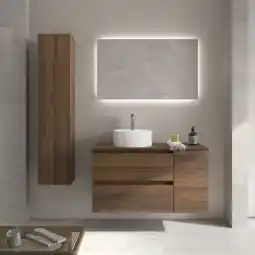 Brico Depôt Mueble baño bequia 90cm + coqueta reversible + encimera + lavabo | nogal oferta