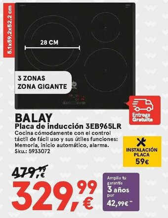 Worten Balay Placa de Inducción 3EB965LR oferta