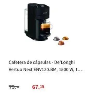 MediaMarkt Cafetera de cápsulas - De'Longhi Vertuo Next ENV120.BM, 1500 W oferta