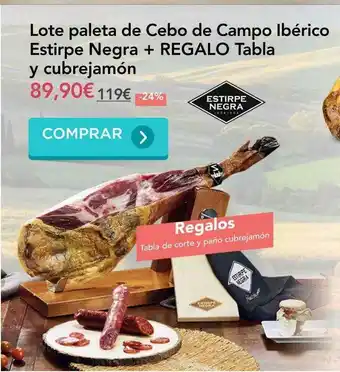 La tienda en casa Lote Paleta De Cebo De Campo Ibérico Estirpe Negra + REGALO Tabla Y Cubrejamón oferta