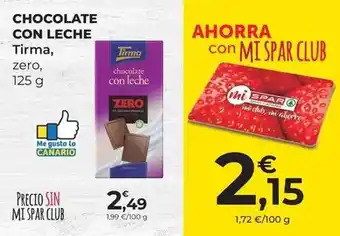 SPAR Gran Canaria Tirma - chocolate con leche oferta