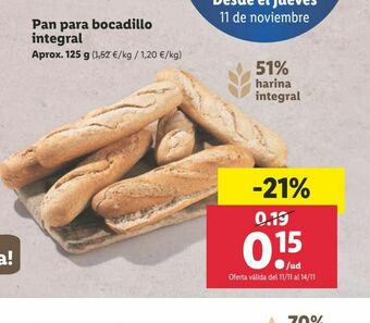 Lidl Pan integral oferta