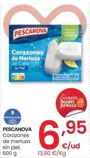 Eroski Pescanova - corazones de merluza sin piel oferta