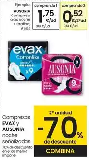 Eroski Ausonia - compresa alas noche ultrafina oferta