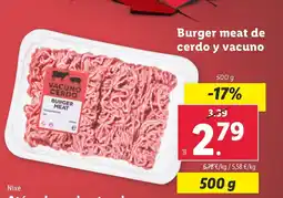 Lidl Burger meat de cerdo y vacuno oferta