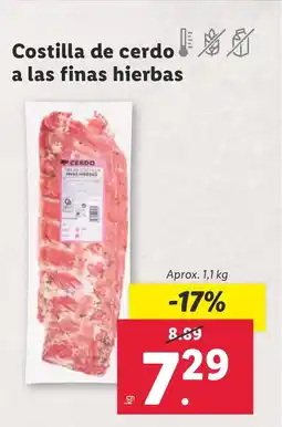 Lidl Costilla de cerdo a las finas hierbas oferta