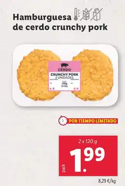 Lidl Hamburguesa de cerdo crunchy pork oferta