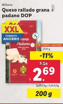 Lidl Queso rallado grana padano DOP oferta